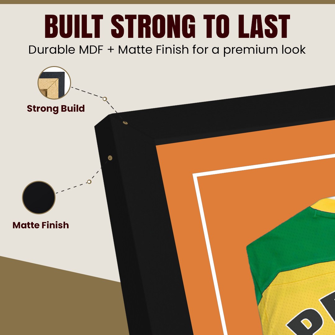 80x60cm Mat Black Football Shirt Frame With Burnt Orange Mount And Perspex Front - Fits Football, Rugby, And Other Sports Jerseys thumbnail 7