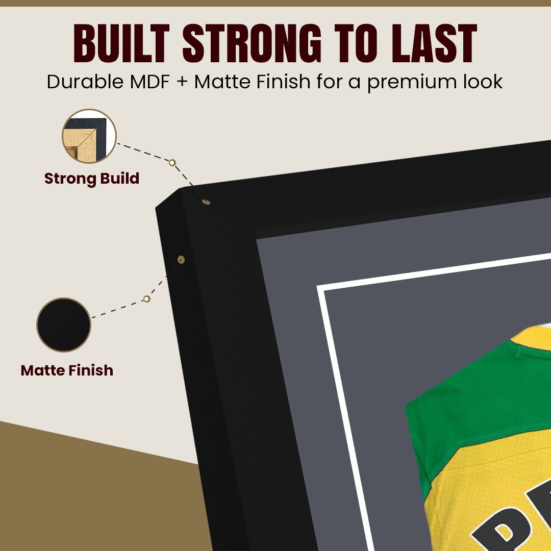 80x60cm Mat Black Football Shirt Frame With Charcoal Grey Mount And Perspex Front For Sports Jerseys thumbnail 7