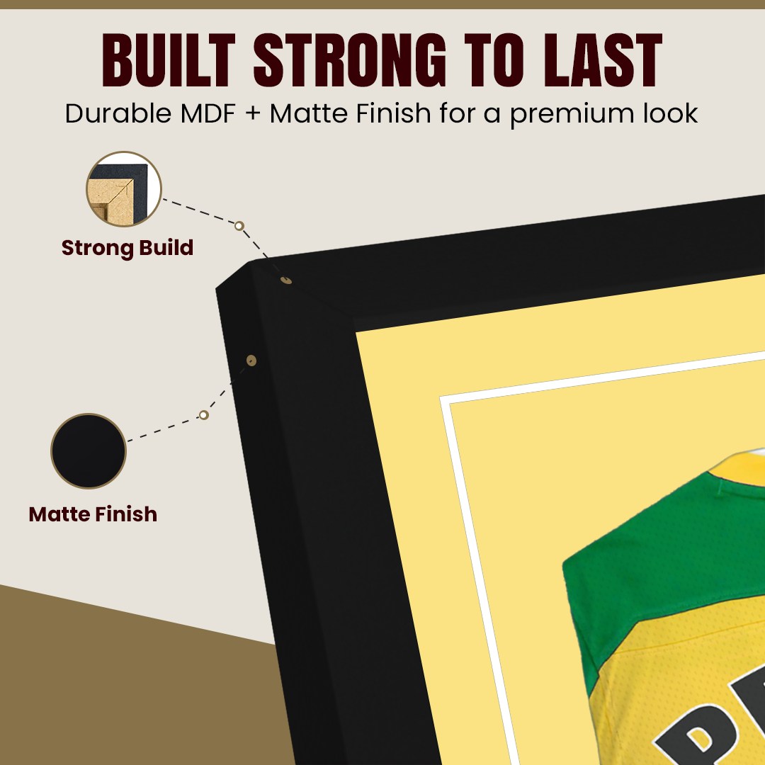 80x60cm Mat Black Football Shirt Frame With Primrose Mount And Perspex Front - Fits Football, Rugby, And Other Sports Jerseys thumbnail 7