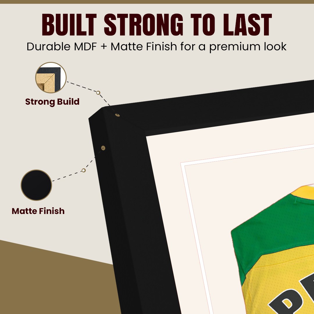 90x60cm Mat Black Football Shirt Frame With Antique White Mount And Perspex Front - Fits Football, Rugby, And Other Sports Jerseys thumbnail 7