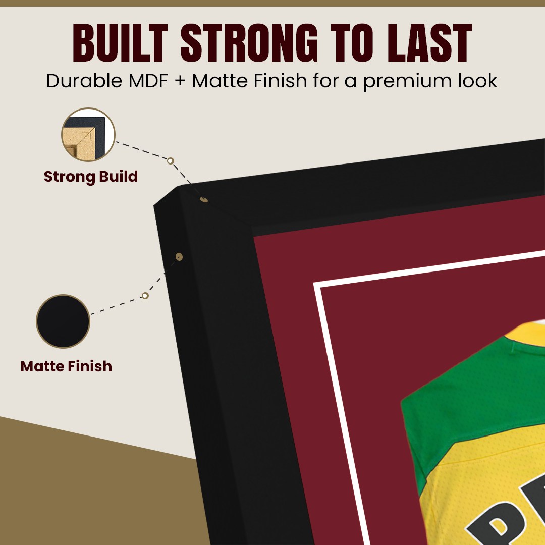 90x60cm Mat Black Football Shirt Frame With Burgundy Mount And Perspex Front - Box Display For Football, Rugby, And Other Sports Jerseys thumbnail 7