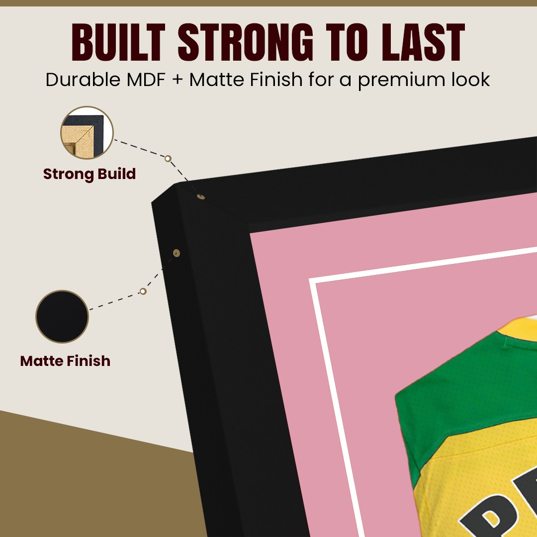 90x60cm Mat Black Football Shirt Frame With Dusty Rose Mount And Perspex Front - Box Display For Football, Rugby, And Other Sports Jerseys thumbnail 7