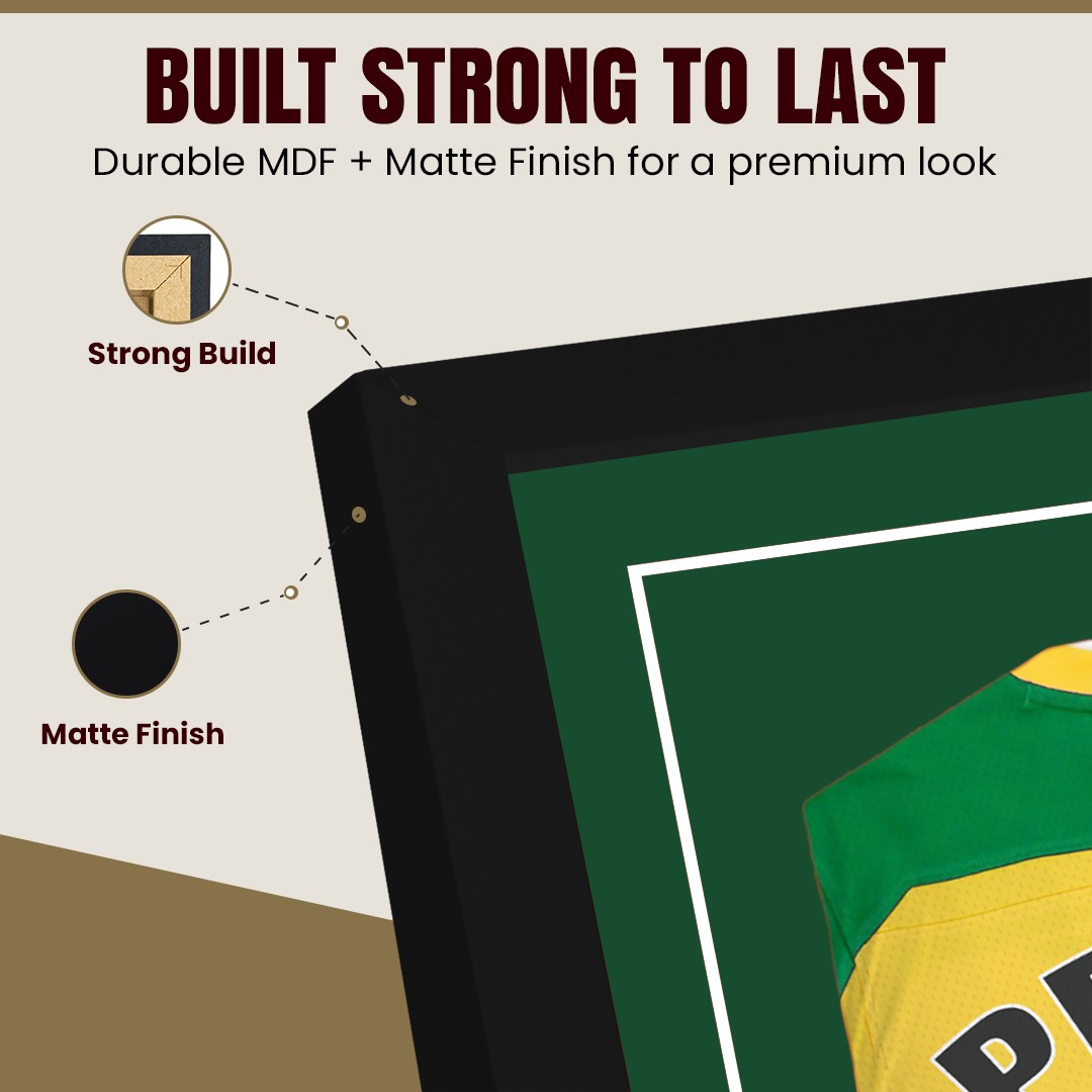 90x60cm Mat Black Football Shirt Frame With Forest Green Mount And Perspex Front For Sports Jerseys thumbnail 7