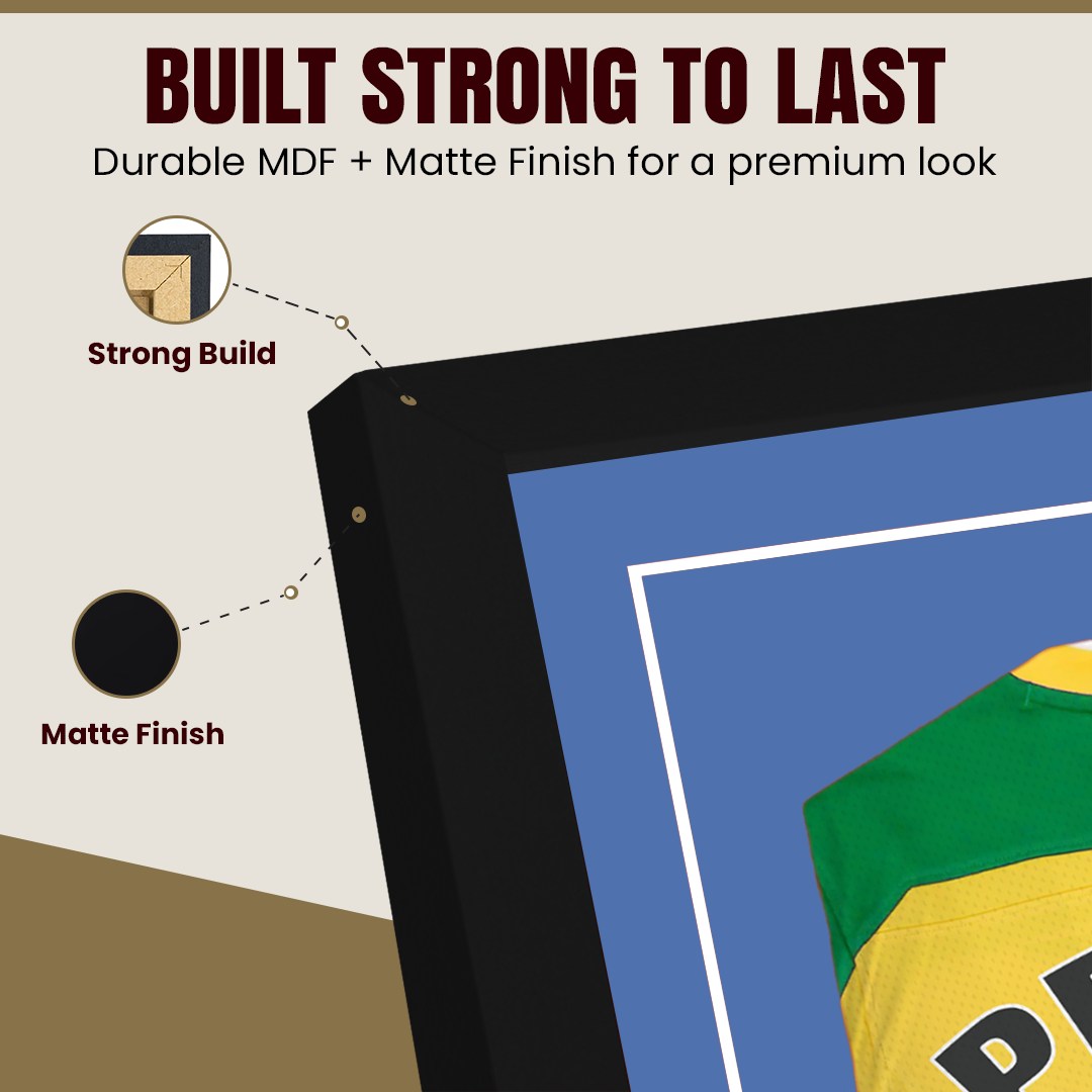 90x60cm Mat Black Football Shirt Frame With Pacific Blue Mount And Perspex Front - Fits Football, Rugby, And Other Sports Jerseys thumbnail 7