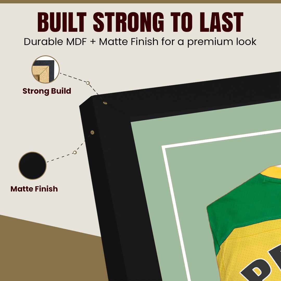 90x60cm Mat Black Football Shirt Frame With Sage Green Mount And Perspex Front - Box Display For Football, Rugby, And Other Sports Jerseys thumbnail 7