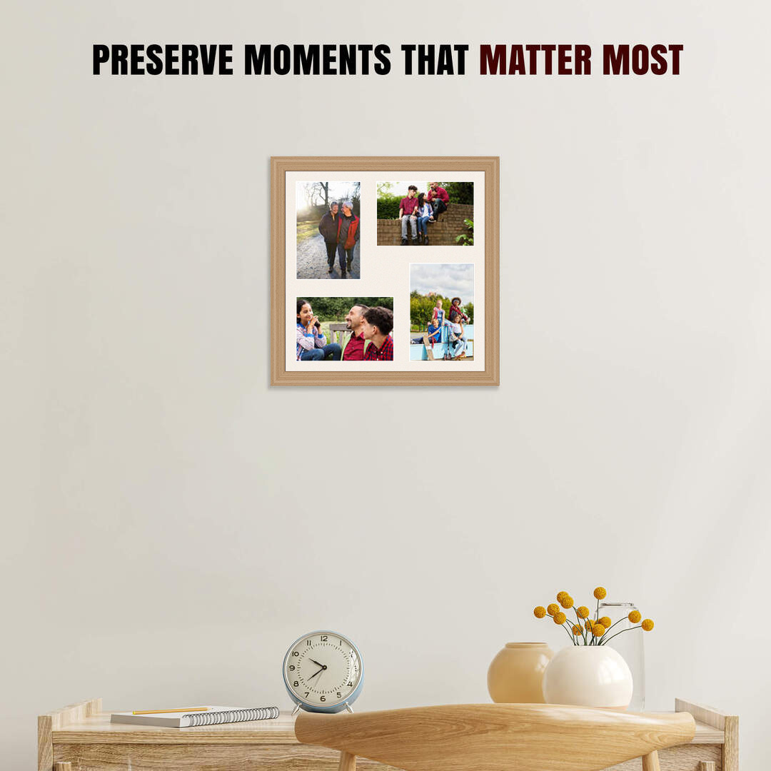 12x12" Classic Country Pine Multi Aperture Photo Frame - Fits 6x4" (x4) Photos | Collage Frame thumbnail 2