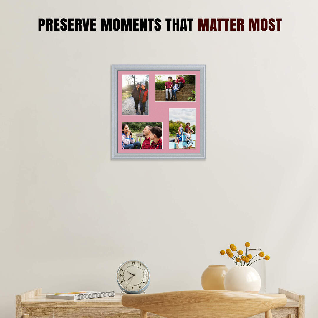 12x12" Silver Classic Multi Aperture Photo Frame - Fits 6x4" (x4) Photos | Collage Frame thumbnail 2