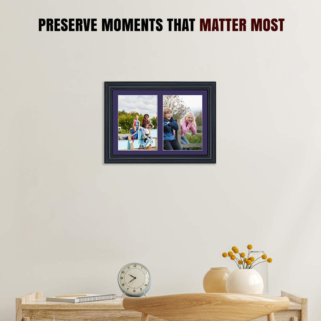 20x14" Classic Black Multi Aperture Photo Frame - Fits A4 (x2) Photos | Collage Frame thumbnail 2