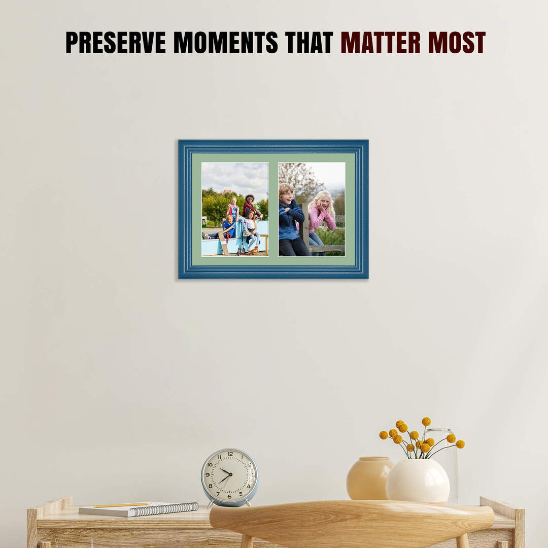 20x14" Classic Navy Blue Multi Aperture Photo Frame - Fits A4 (x2) Photos | Collage Frame thumbnail 2