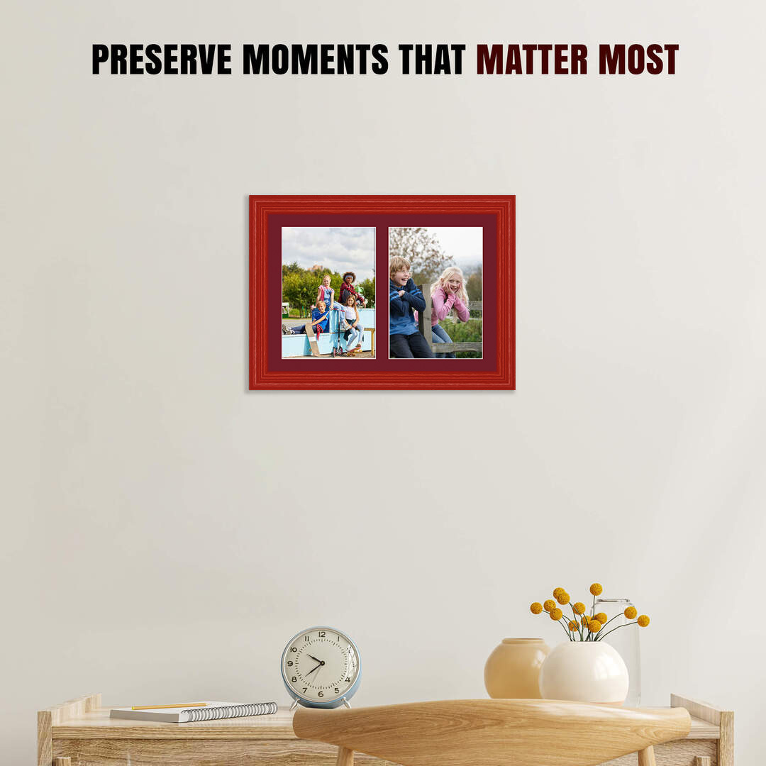20x14" Classic Red Multi Aperture Photo Frame - Fits A4 (x2) Photos | Collage Frame thumbnail 2