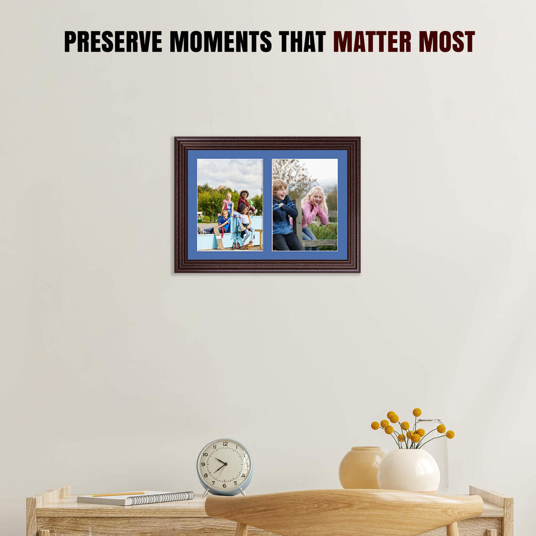 20x14" Rose Wood Classic Multi Aperture Photo Frame - Fits A4 (x2) Photos | Collage Frame thumbnail 2