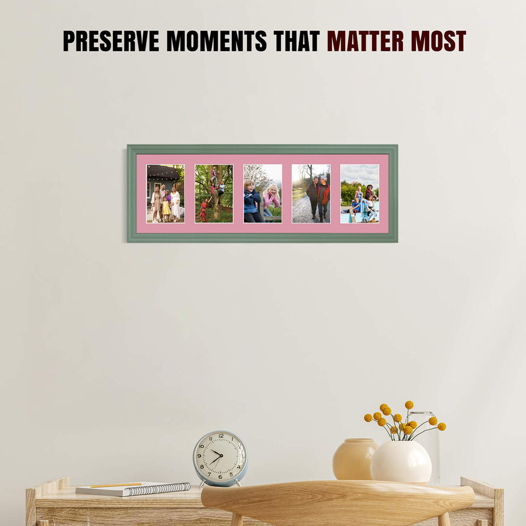 26x8" Green Classic Multi Aperture Photo Frame - Fits 6x4" (x5) Photos | Collage Frame thumbnail 2