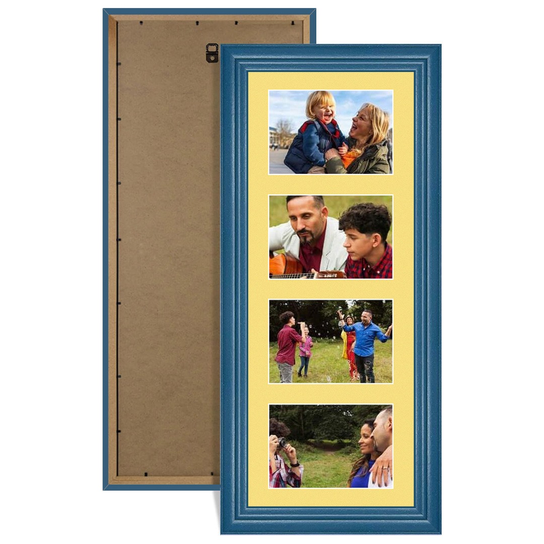 50x20cm Navy Blue Classic Multi Aperture Photo Frame Holds 6x4" (x4) Photos With Primrose Mount | Modern Collage Frame