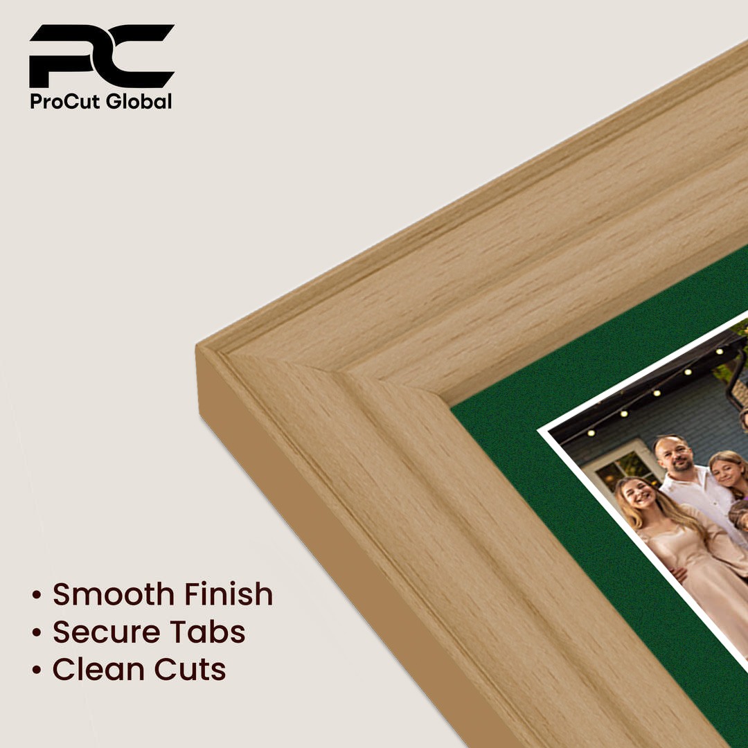 26x8" Country Pine Classic Multi Aperture Photo Frame Holds 6x4" (x5) Photos With Forest Green Mount | Modern Collage Frame thumbnail 7