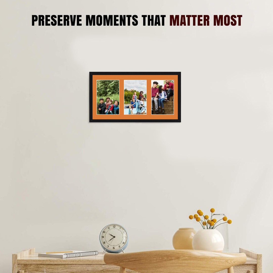 40x20cm Black Sleek Multi Aperture Photo Frame - Fits 6x4" (x3) Photos | Collage Frame thumbnail 2