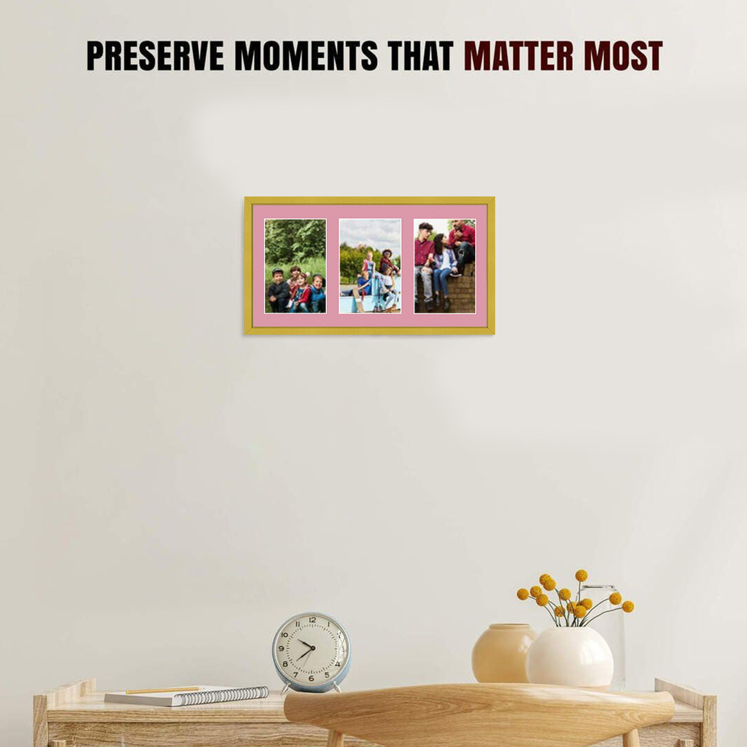 40x20cm Sleek Gold Multi Aperture Photo Frame - Fits 6x4" (x3) Photos | Collage Frame thumbnail 2