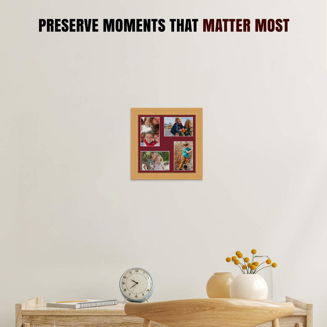 12x12" Country Pine Modern Multi Aperture Photo Frame - Fits 6x4" (x4) Photos | Collage Frame thumbnail 2