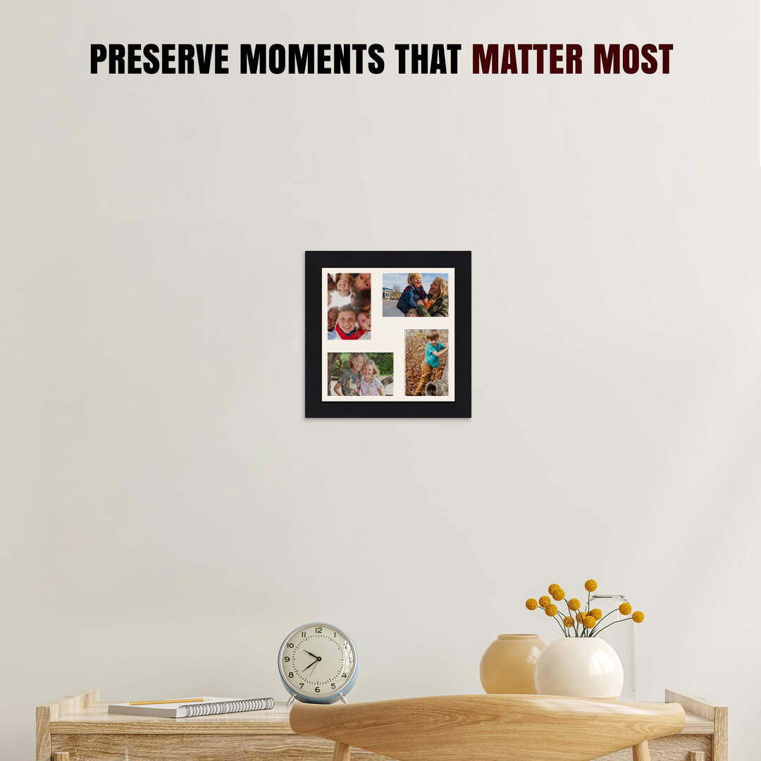 12x12" Modern Mat Black Multi Aperture Photo Frame - Fits 6x4" (x4) Photos | Collage Frame thumbnail 2