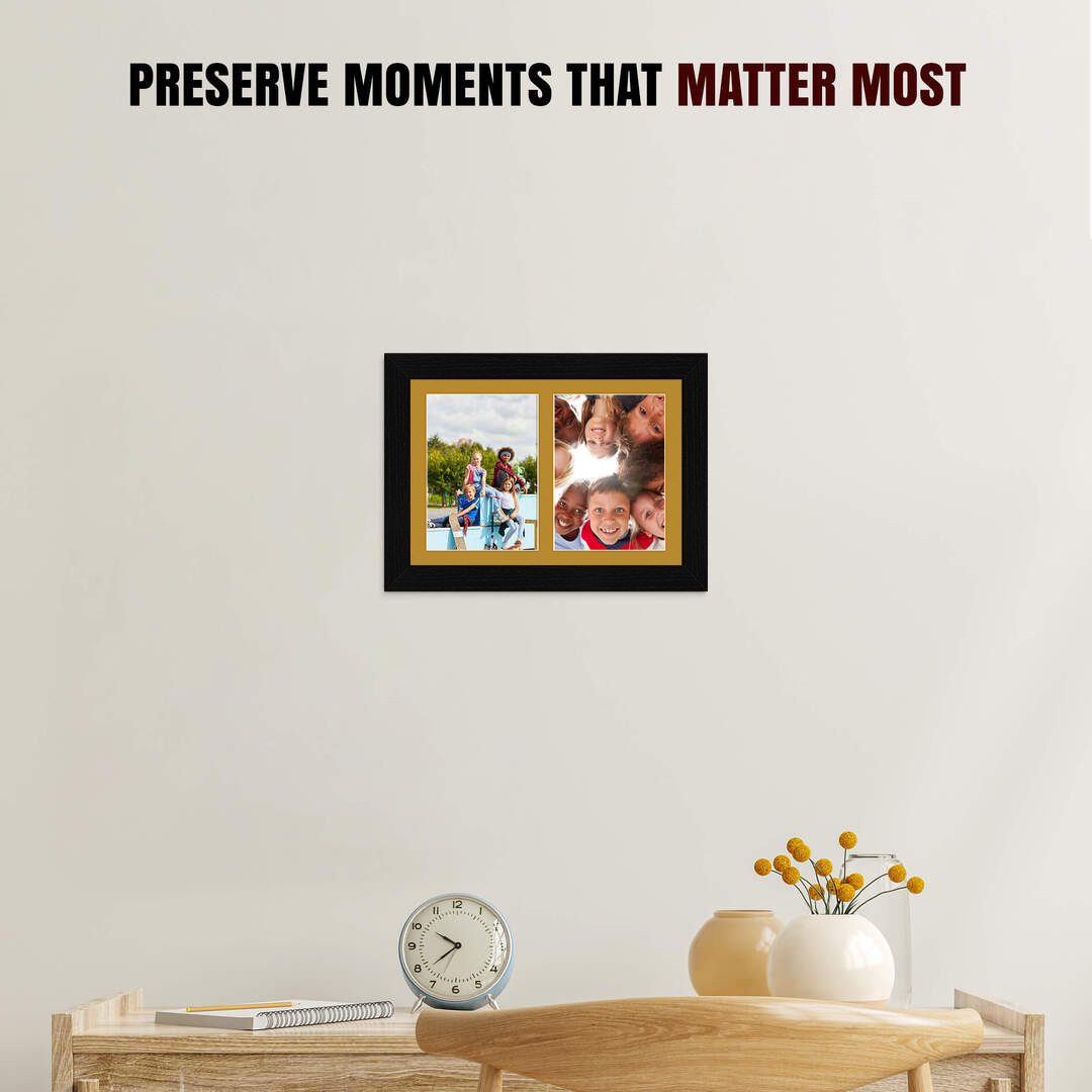 20x14" Black Modern Multi Aperture Photo Frame - Fits A4 (x2) Photos | Collage Frame thumbnail 2