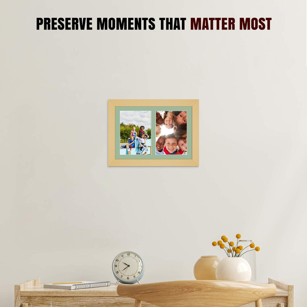 20x14" Modern Mustard Yellow Multi Aperture Photo Frame - Fits A4 (x2) Photos | Collage Frame thumbnail 2