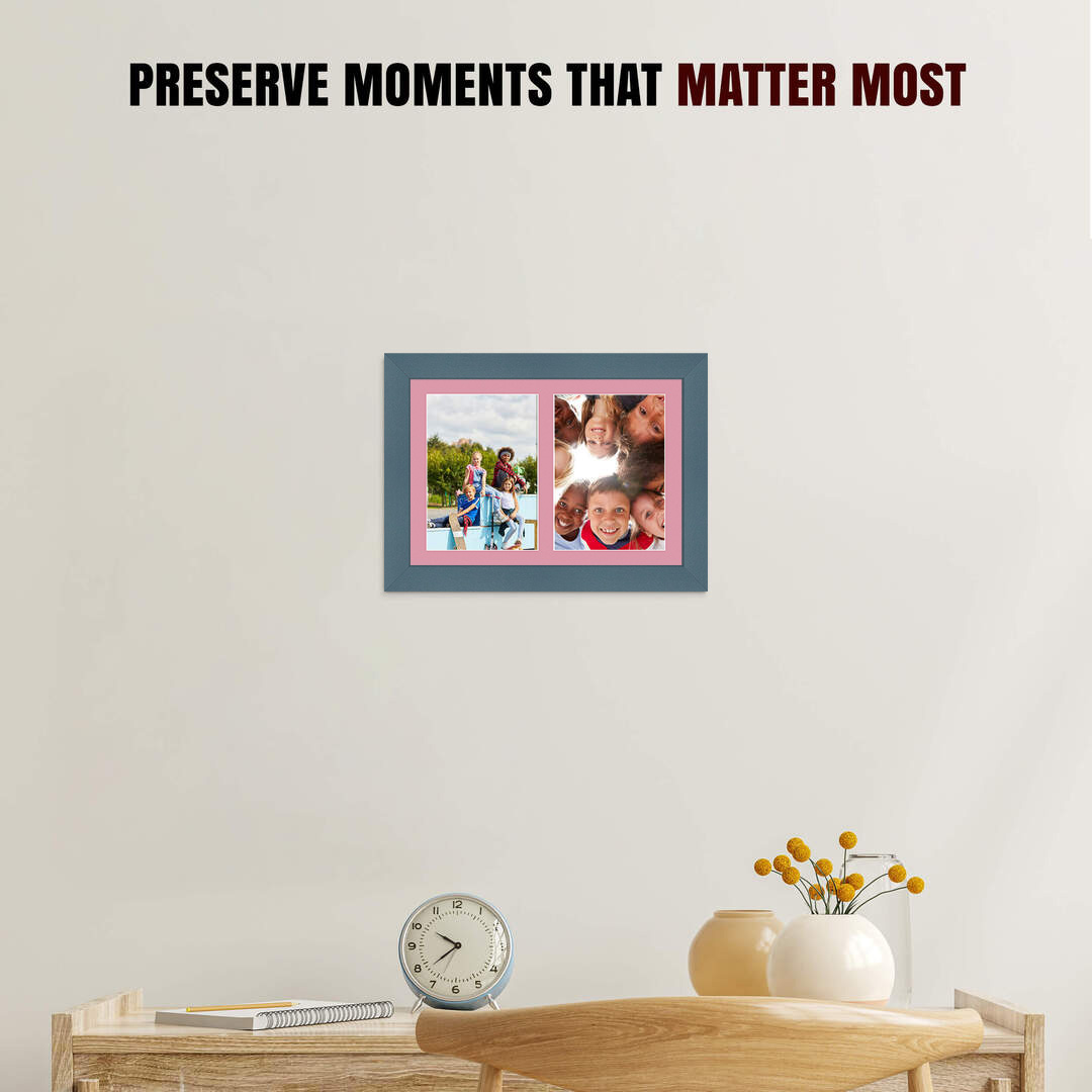 20x14" Modern Navy Blue Multi Aperture Photo Frame - Fits A4 (x2) Photos | Collage Frame thumbnail 2