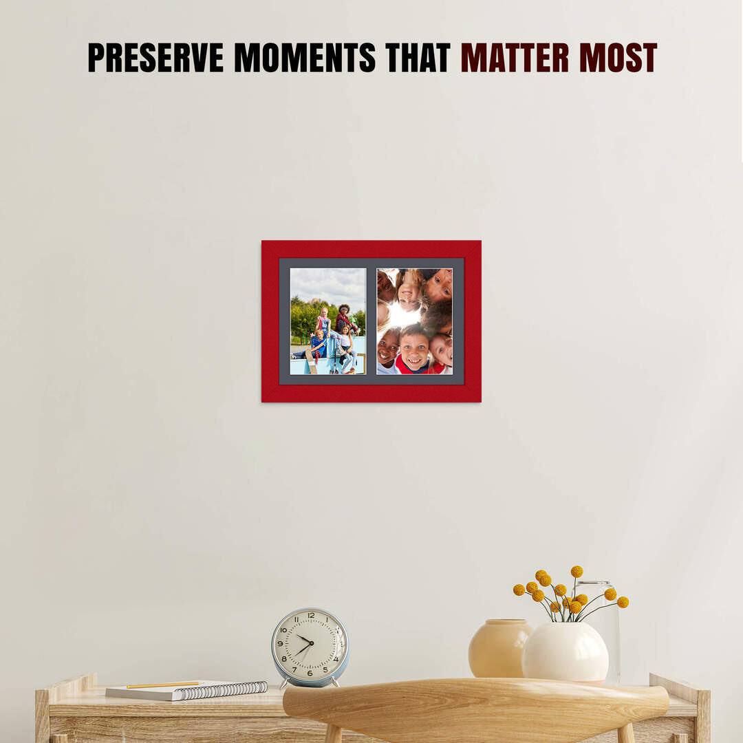 20x14" Modern Red Multi Aperture Photo Frame - Fits A4 (x2) Photos | Collage Frame thumbnail 2