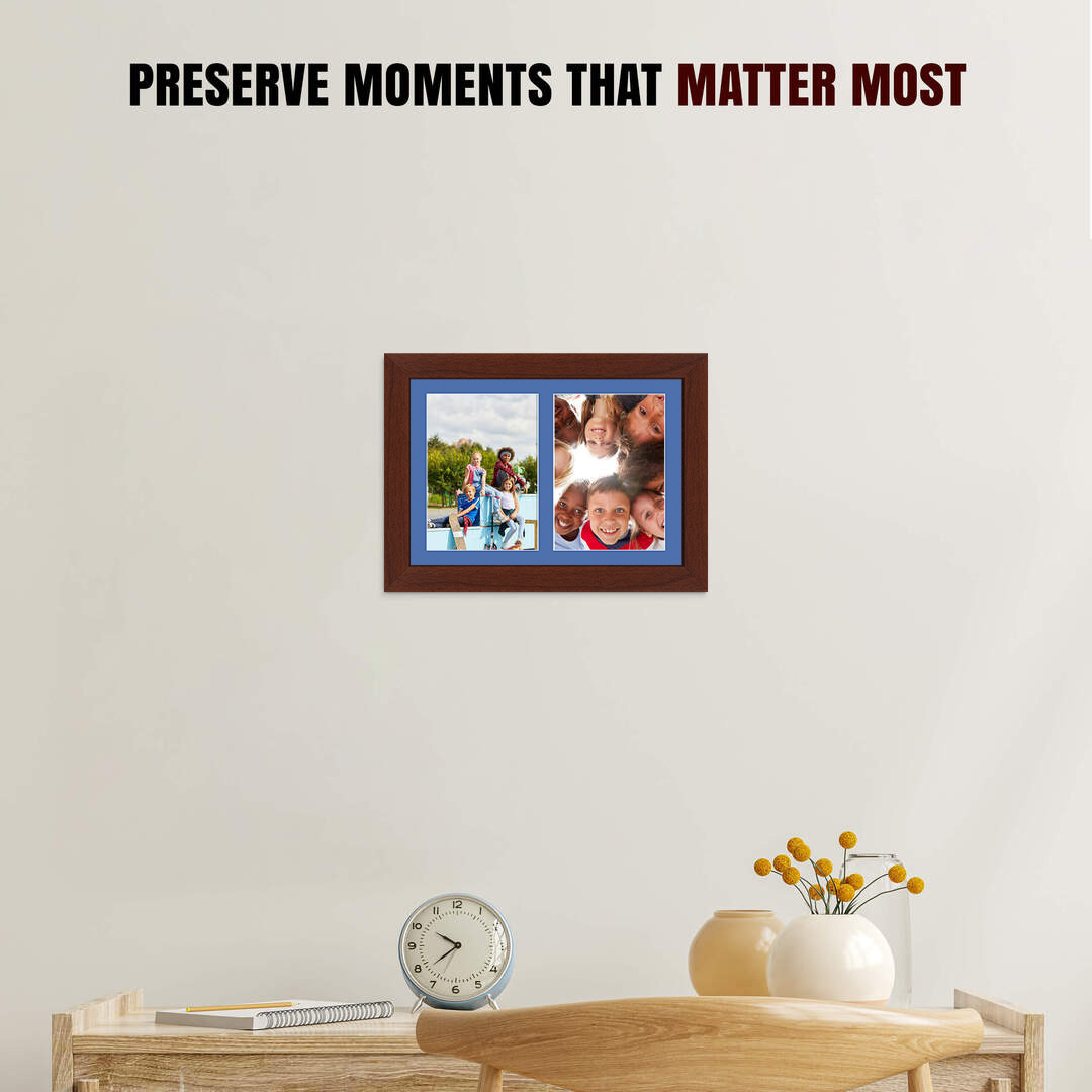 20x14" Rose Wood Modern Multi Aperture Photo Frame - Fits A4 (x2) Photos | Collage Frame thumbnail 2