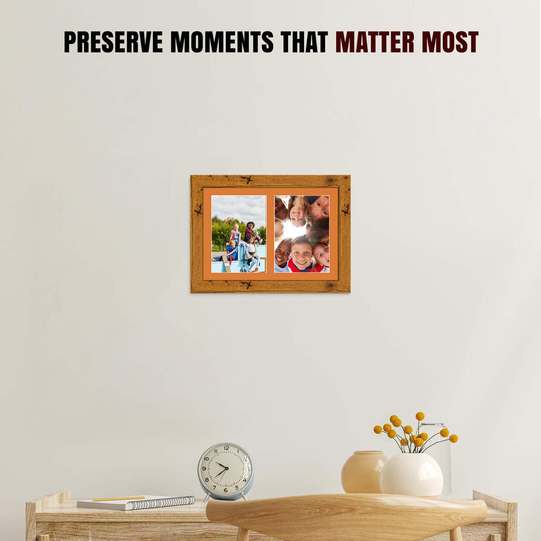 20x14" Modern Rustic Oak Multi Aperture Photo Frame - Fits A4 (x2) Photos | Collage Frame thumbnail 2