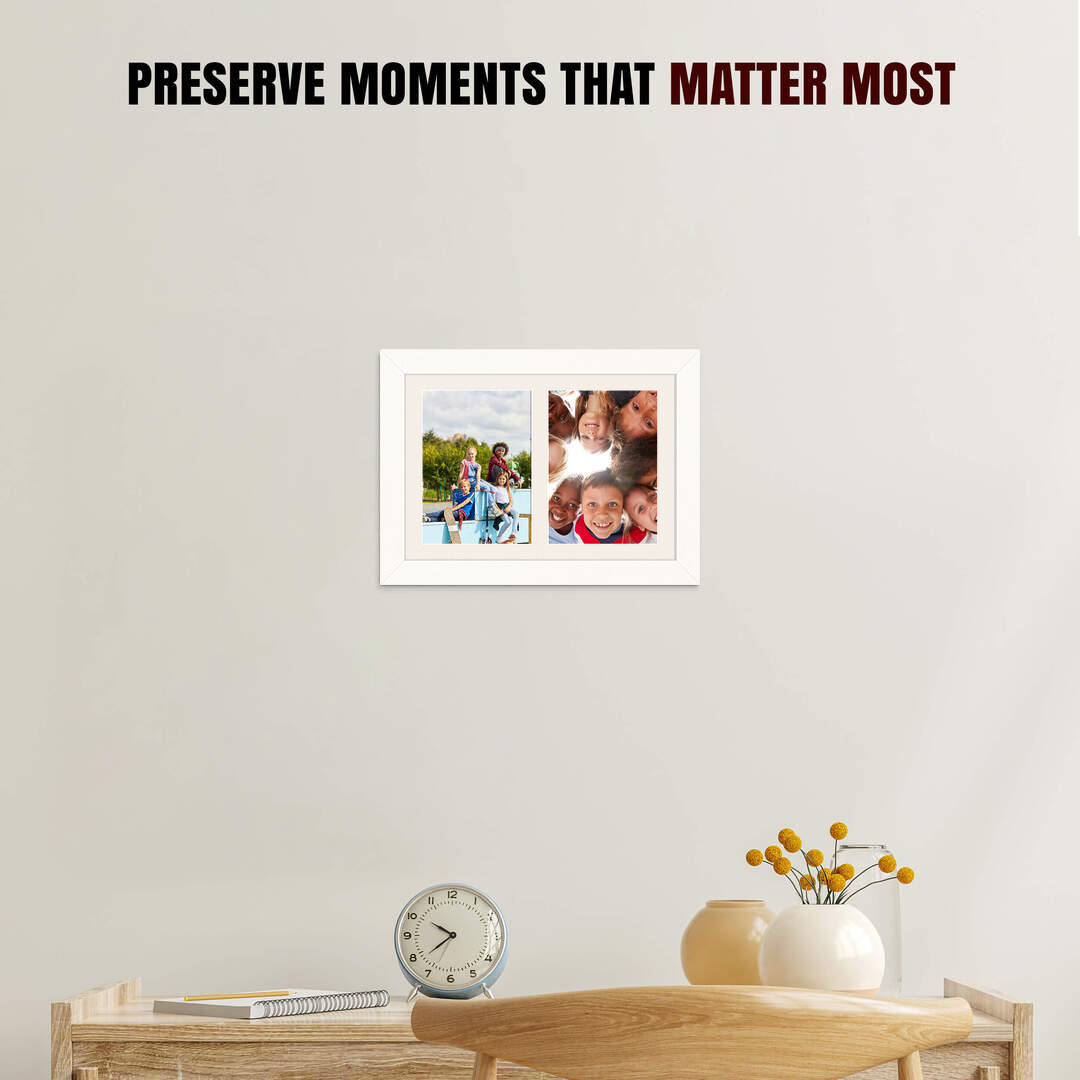 20x14" Modern White Multi Aperture Photo Frame - Fits A4 (x2) Photos | Collage Frame thumbnail 2
