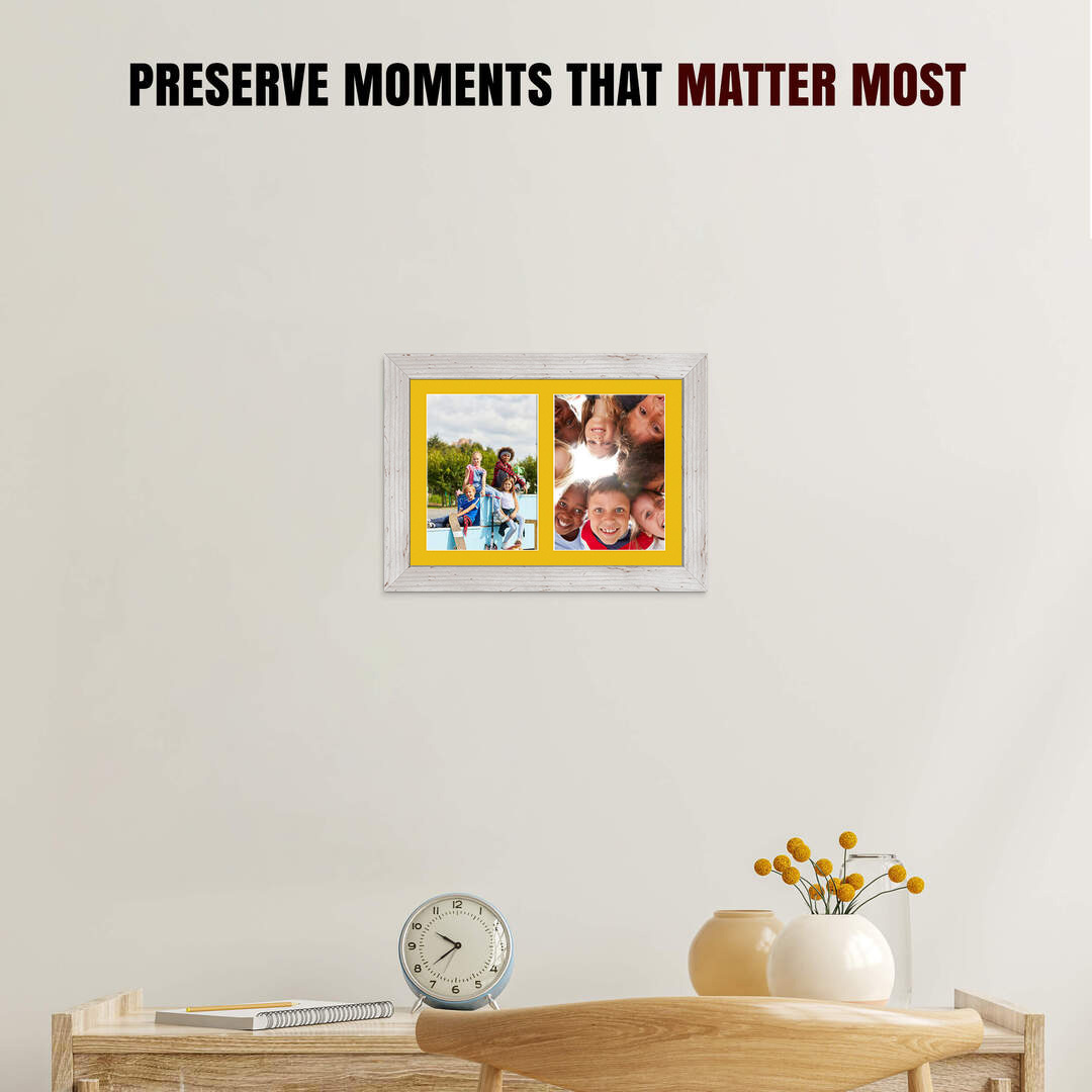 20x14" White Rustic Modern Multi Aperture Photo Frame - Fits A4 (x2) Photos | Collage Frame thumbnail 2
