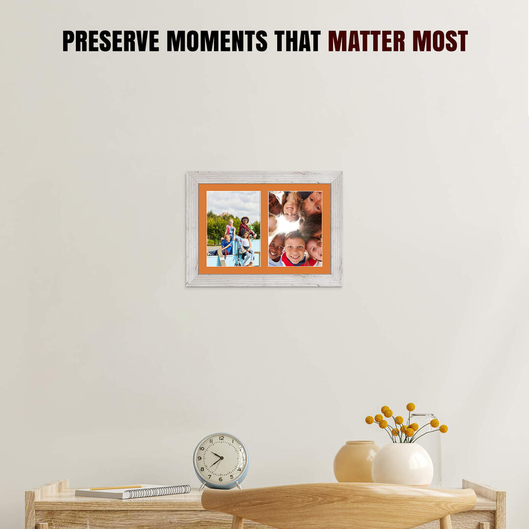 20x14" Modern White Rustic Multi Aperture Photo Frame - Fits A4 (x2) Photos | Collage Frame thumbnail 2