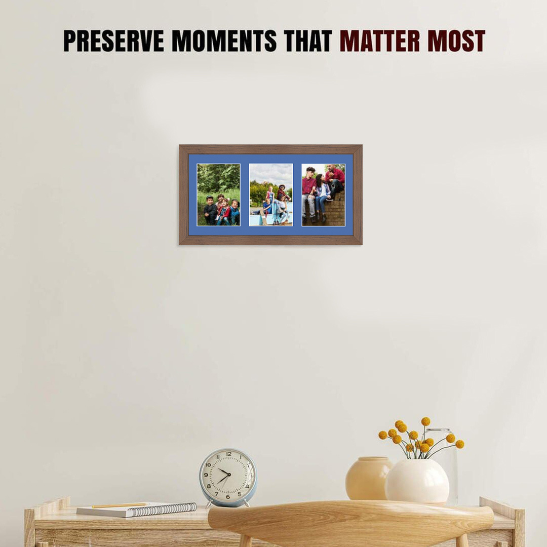 40x20cm Walnut Modern Multi Aperture Photo Frame - Fits 6x4" (x3) Photos | Collage Frame thumbnail 2