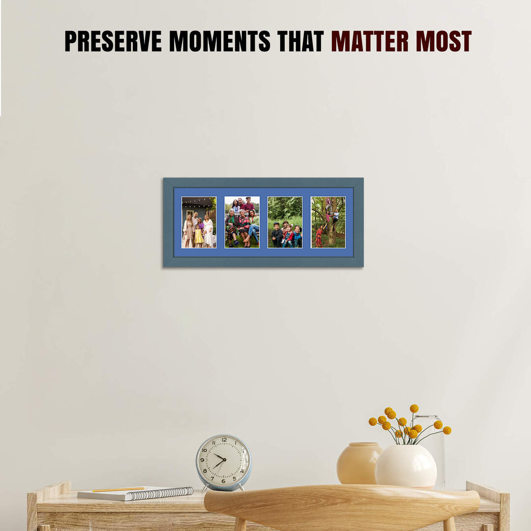 50x20cm Modern Navy Blue Multi Aperture Photo Frame - Fits 6x4" (x4) Photos | Collage Frame thumbnail 2