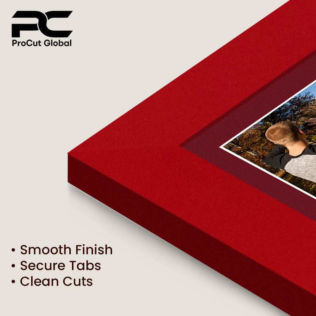 26x8" Red Modern Multi Aperture Photo Frame Holds 6x4" (x5) Photos With Burgundy Mount | Modern Collage Frame thumbnail 7