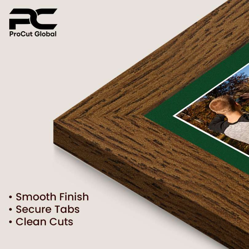 40x20cm Dark Oak Modern Multi Aperture Photo Frame Holds 6x4" (x3) Photos With Forest Green Mount | Modern Collage Frame thumbnail 7