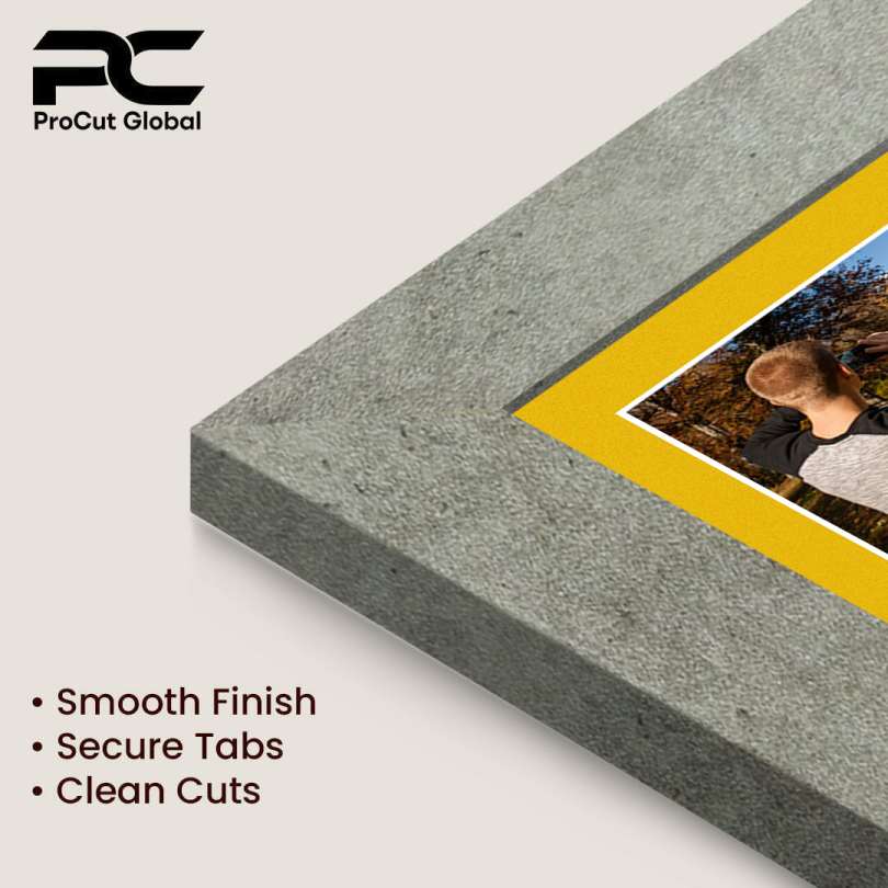 40x20cm Grey Marble Modern Multi Aperture Photo Frame Holds 6x4" (x3) Photos With Bright Yellow Mount | Modern Collage Frame thumbnail 7