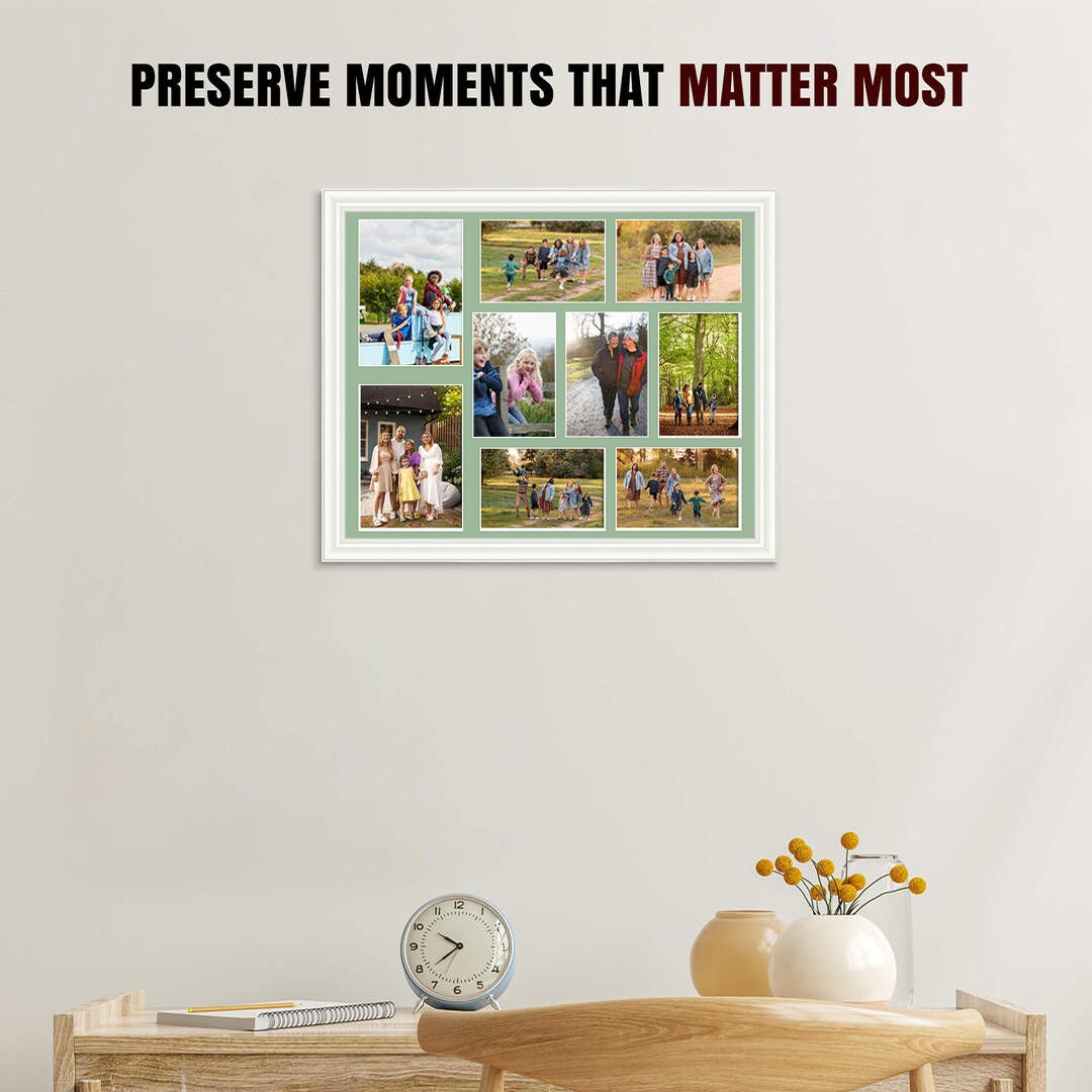 20x16" White Classic Multi Aperture Photo Frame - Fits 7x5" (x2) & 6x4" (x7) Photos | Collage Frame thumbnail 2