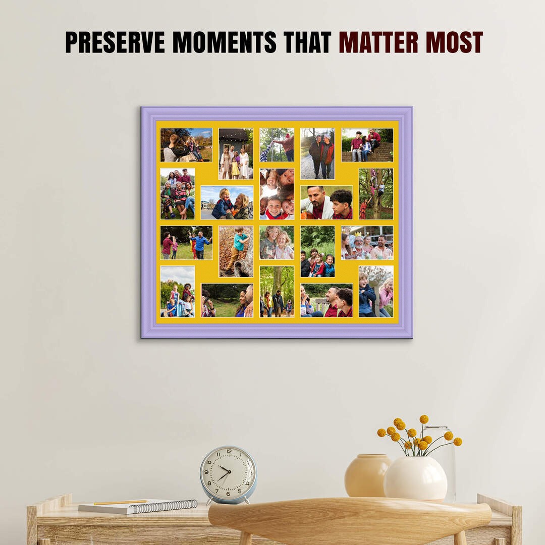 80x70cm Classic Purple Multi Aperture Photo Frame - Fits 6x4" (x18) & 4x4" (x2) Photos | Collage Frame thumbnail 2