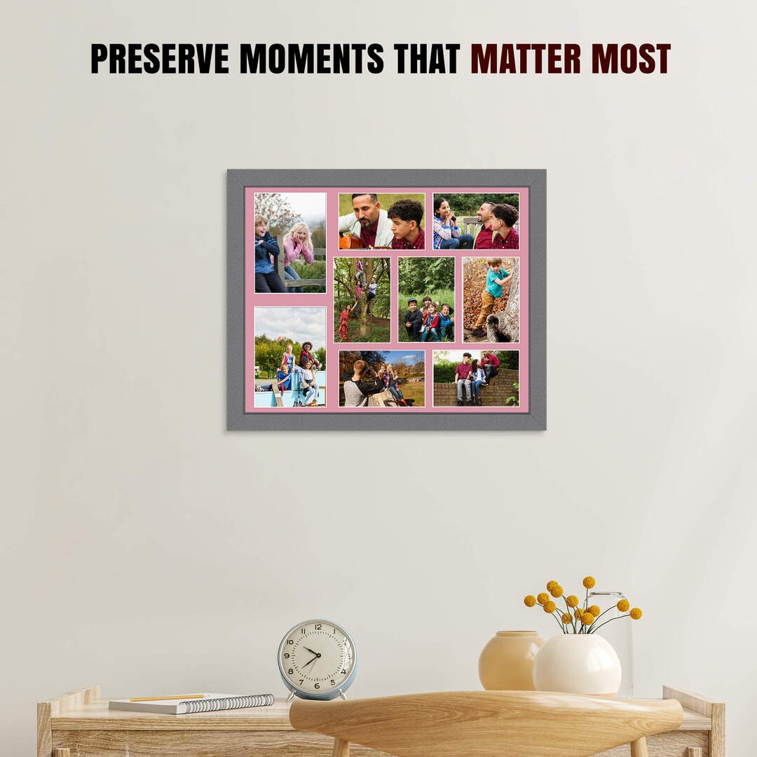 20x16" Modern Dark Grey Multi Aperture Photo Frame - Fits 7x5" (x2) & 6x4" (x7) Photos | Collage Frame thumbnail 2
