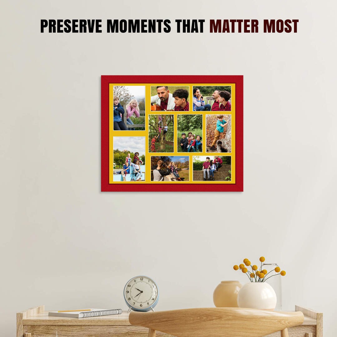20x16" Red Modern Multi Aperture Photo Frame - Fits 7x5" (x2) & 6x4" (x7) Photos | Collage Frame thumbnail 2