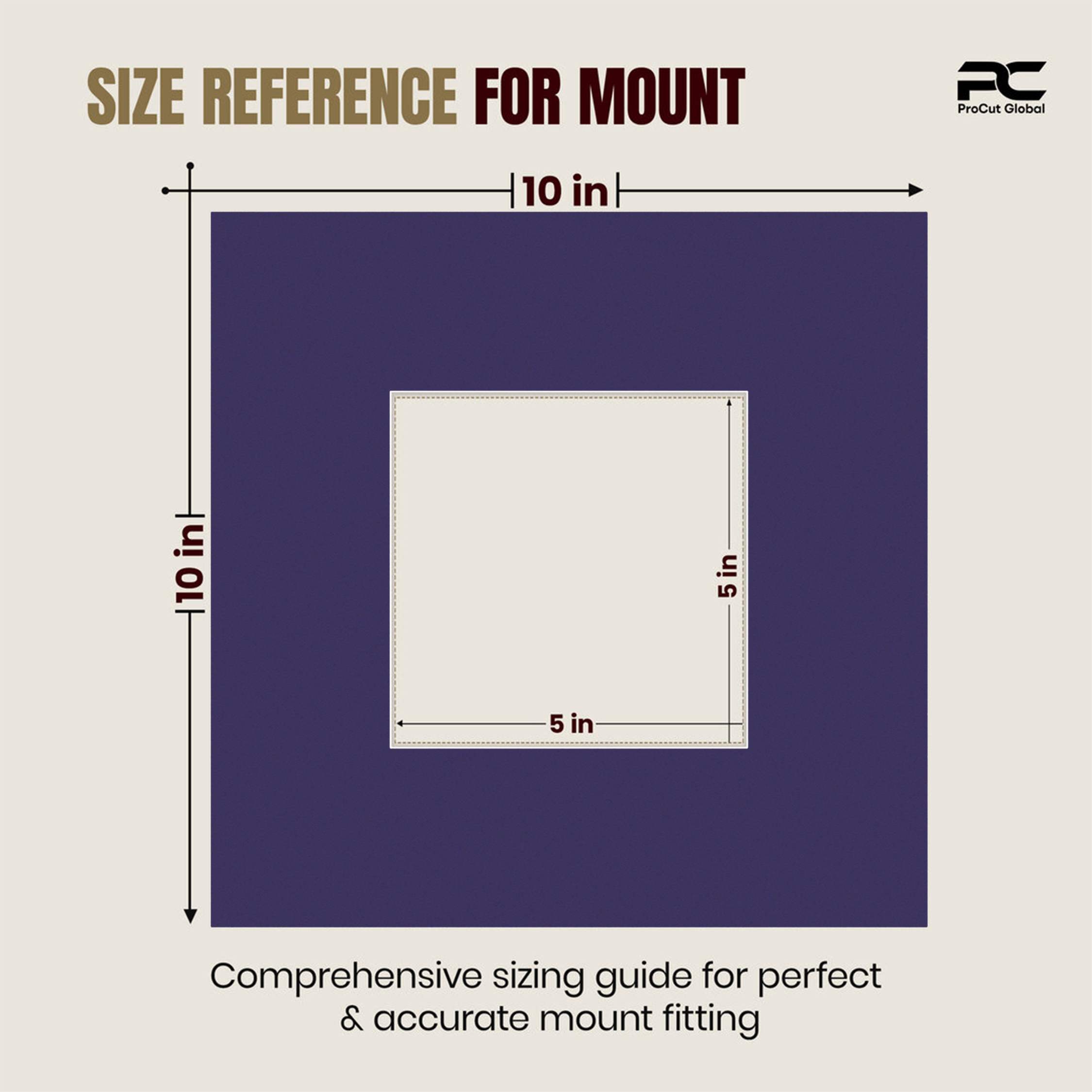 Damson 10x10" Picture Mount With 5x5" Aperture | Acid-Free Mat Board For Picture Frames thumbnail 2