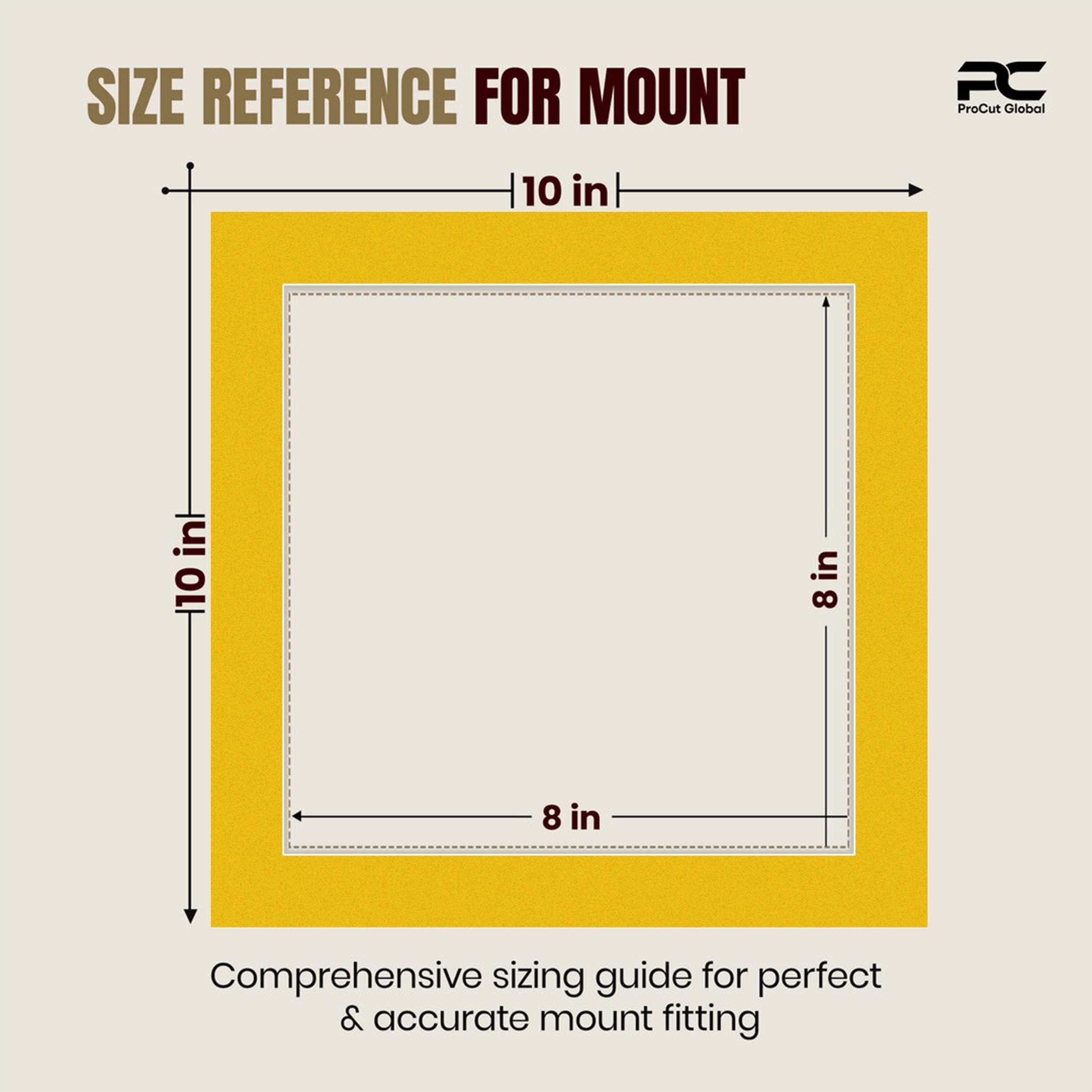 Bright Yellow 10x10" Picture Mount With 8x8" Aperture | Acid-Free Mat Board For Picture Frames thumbnail 2