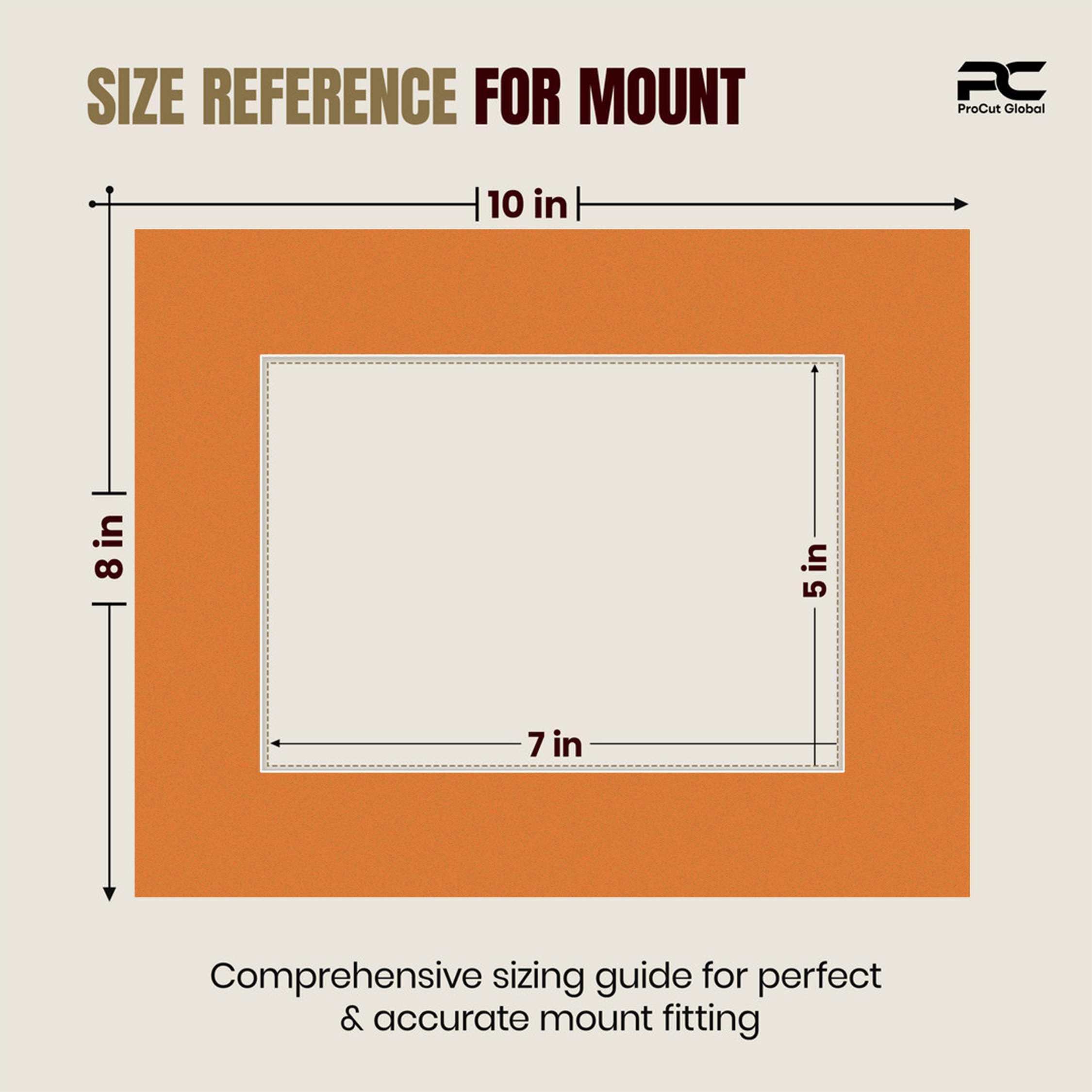 Burnt Orange 10x8" Picture Mount With 7x5" Aperture | Acid-Free Mat Board For Photos & Artwork thumbnail 2