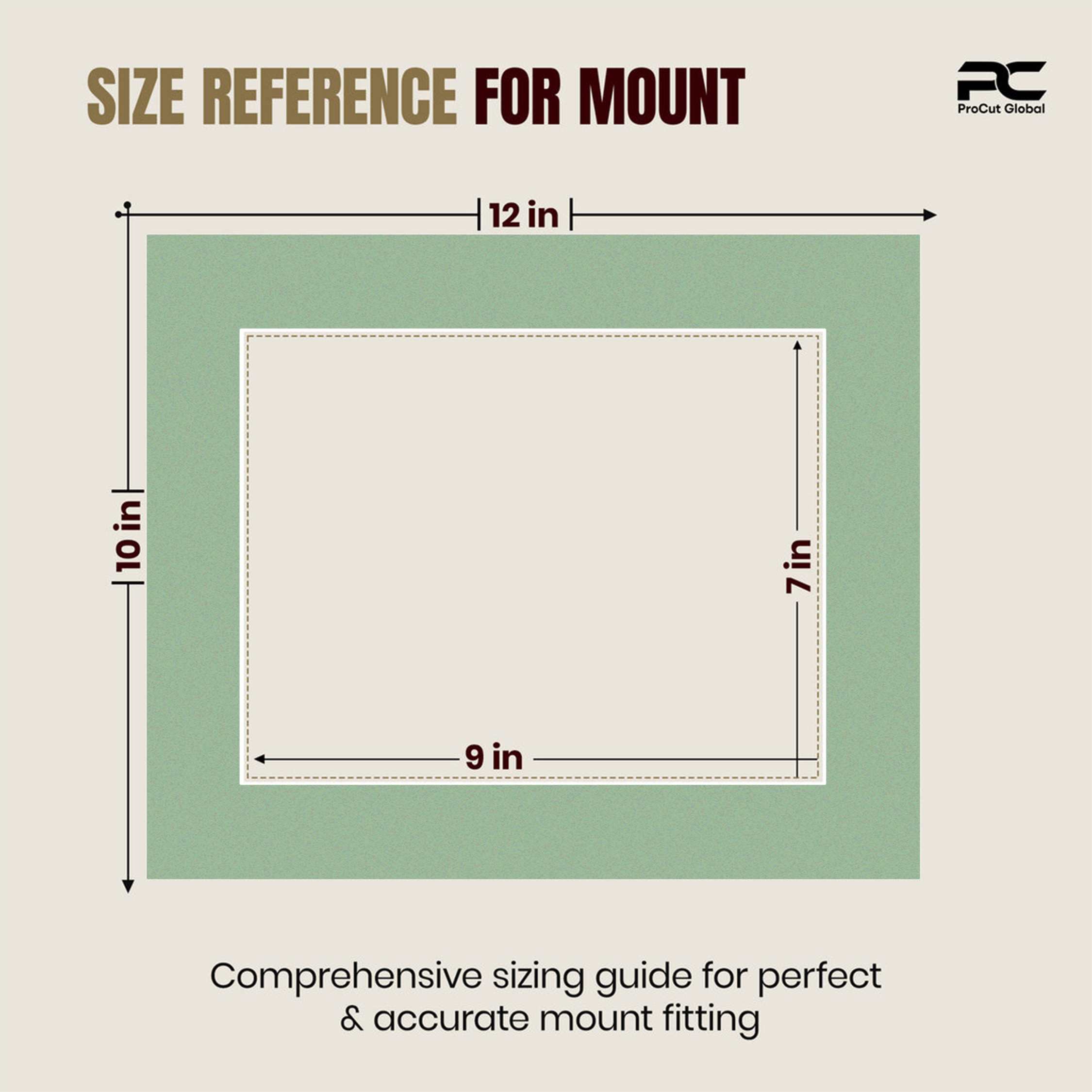 Sage Green 12x10" Picture Mount With 9x7" Aperture | Acid-Free Picture Mount Board thumbnail 2