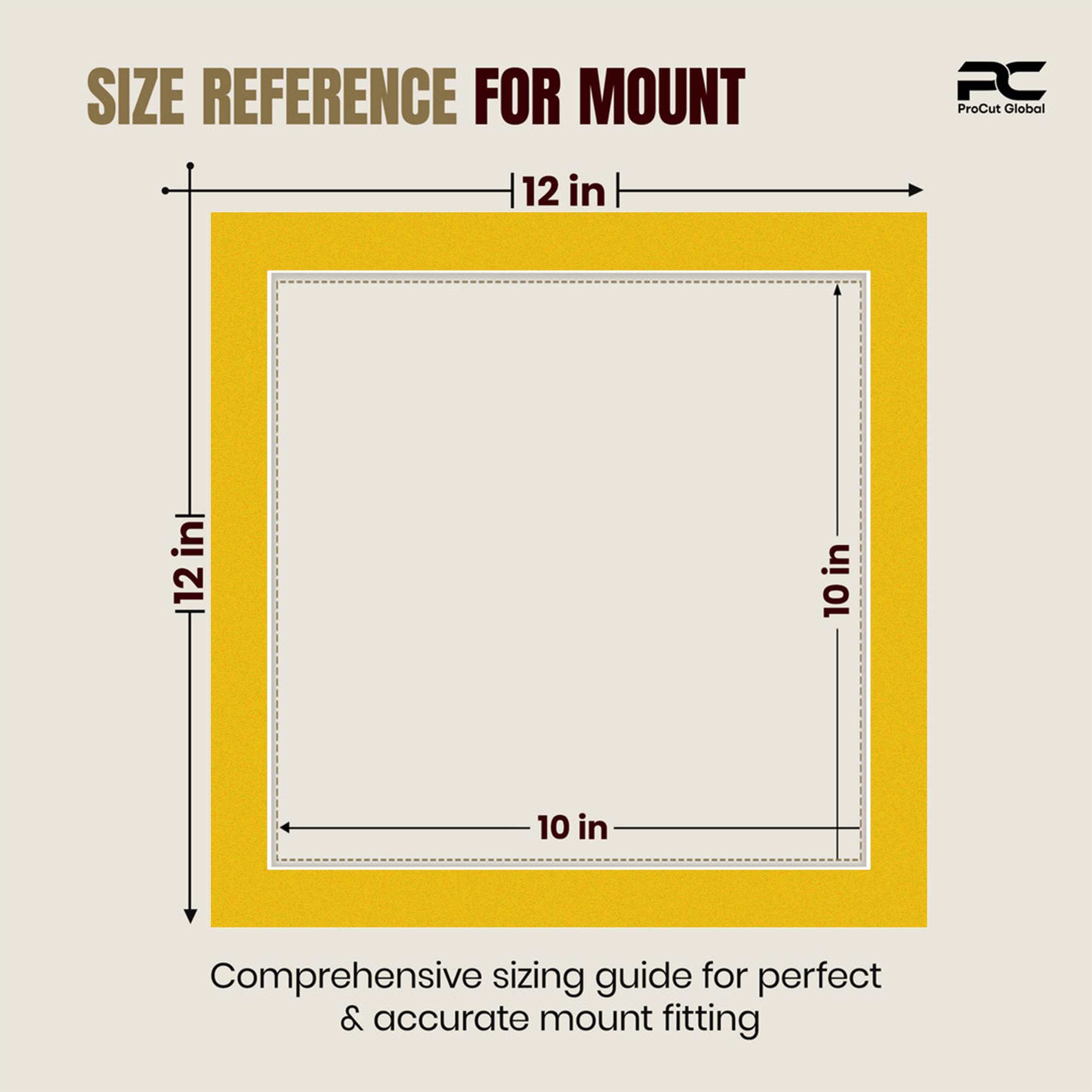 Bright Yellow 12x12" Picture Mount With 10x10" Aperture | Acid-Free Picture Mount Board thumbnail 2