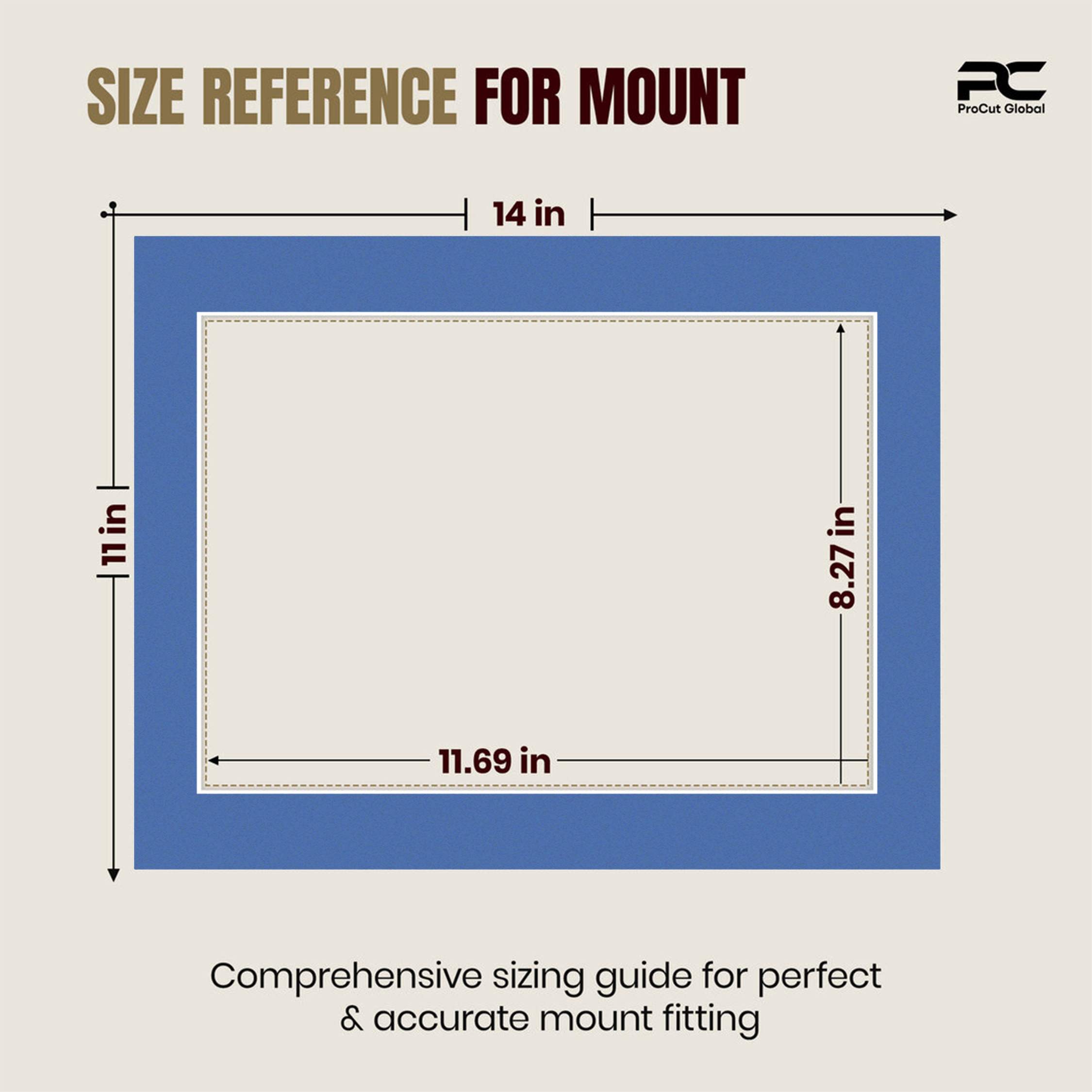 Pacific Blue 14x11" Picture Mount With A4 Aperture | Acid-Free Picture Mount Board thumbnail 2