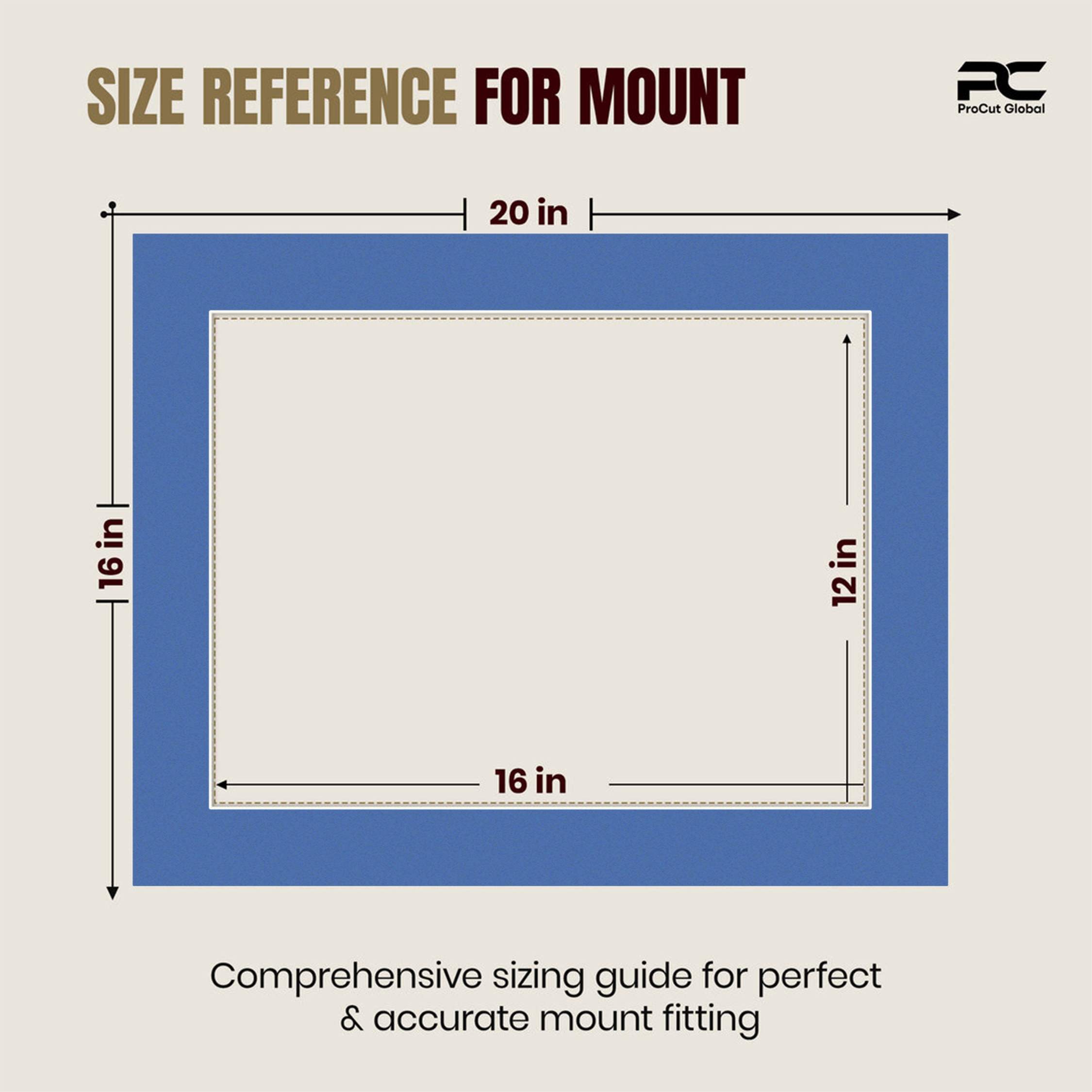 Pacific Blue 20x16" Picture Mount With 16x12" Aperture | Acid-Free Picture Mount Board thumbnail 2