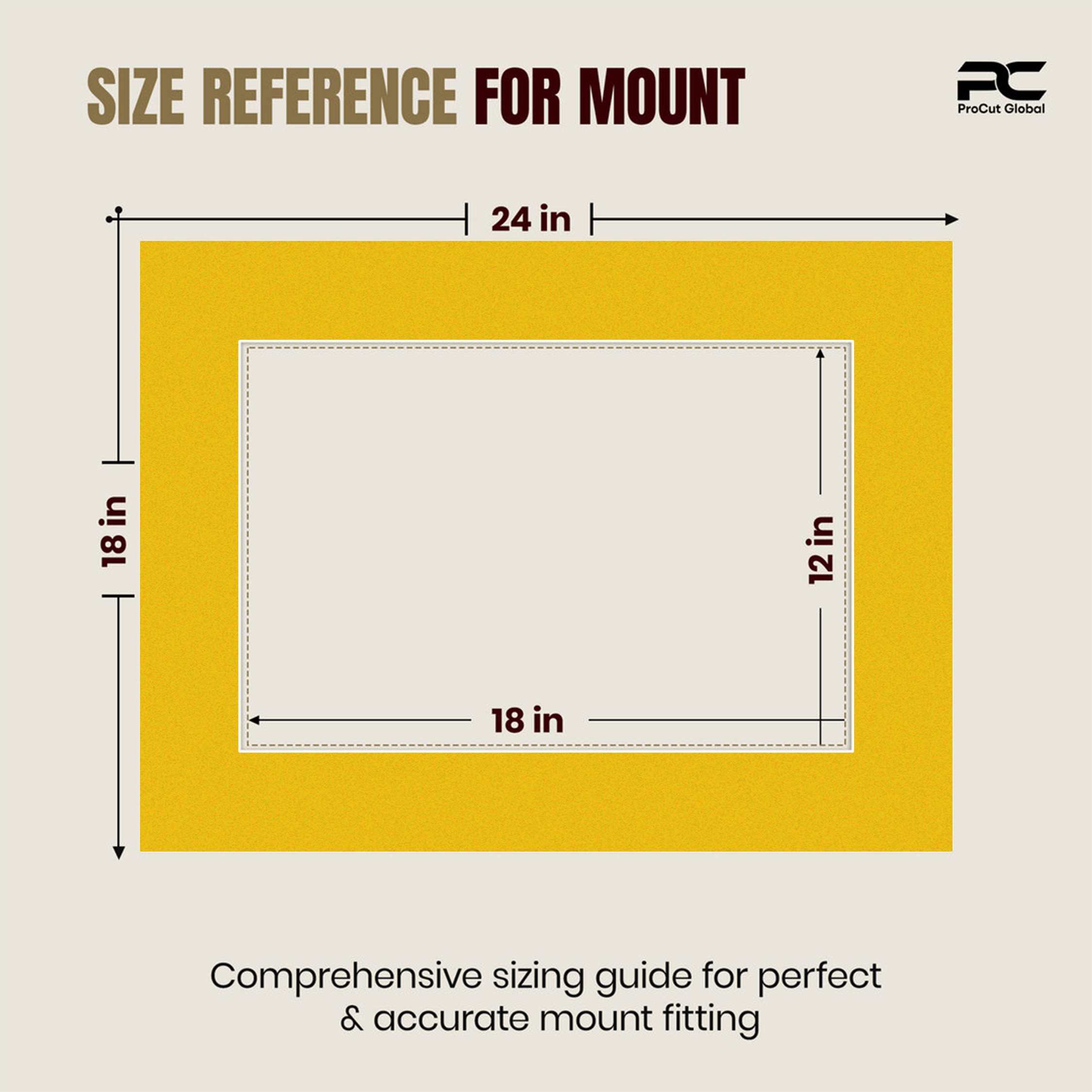 Bright Yellow 24x18" Picture Mount With 18x12" Aperture | Acid-Free Mat Board For Picture Frames thumbnail 2