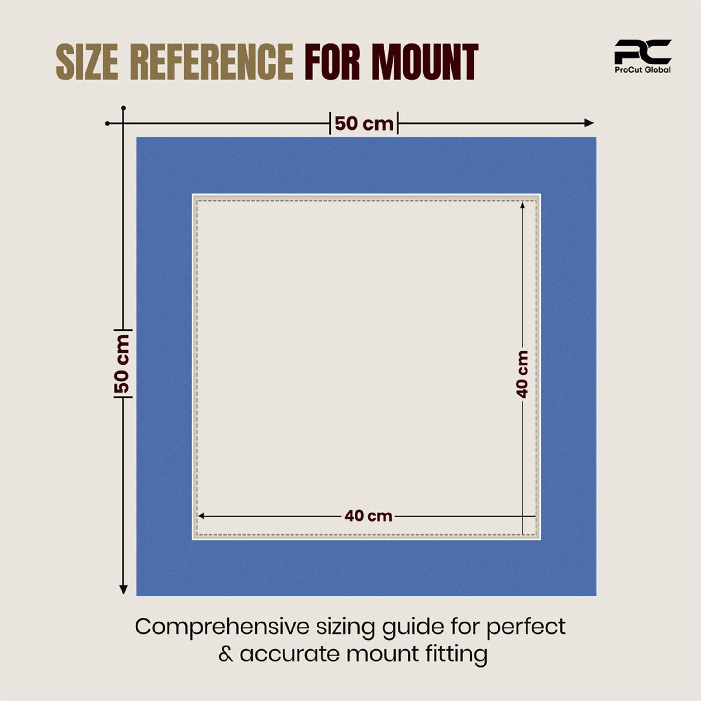 Pacific Blue 50x50cm Picture Mount With 40x40cm Aperture | Acid-Free Mat Board For Picture Frames thumbnail 2