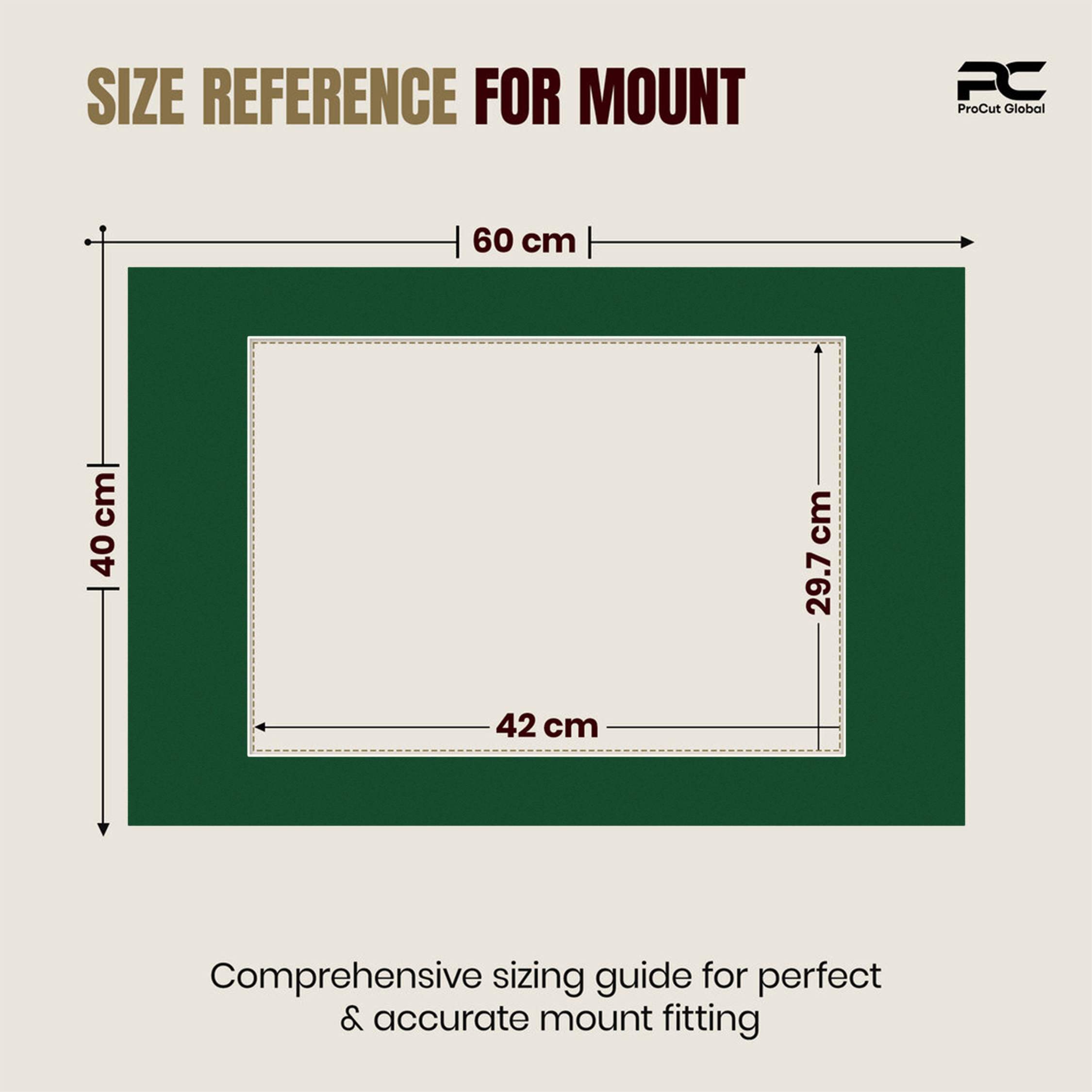 Forest Green 60x40cm Picture Mount With A3 Aperture | Acid-Free Mat Board For Picture Frames thumbnail 2